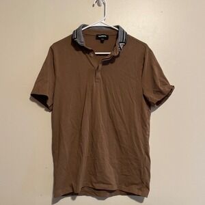 Express Polo Shirt Men S Chocolate Brown Short Sleeve Modern Normcore Staple